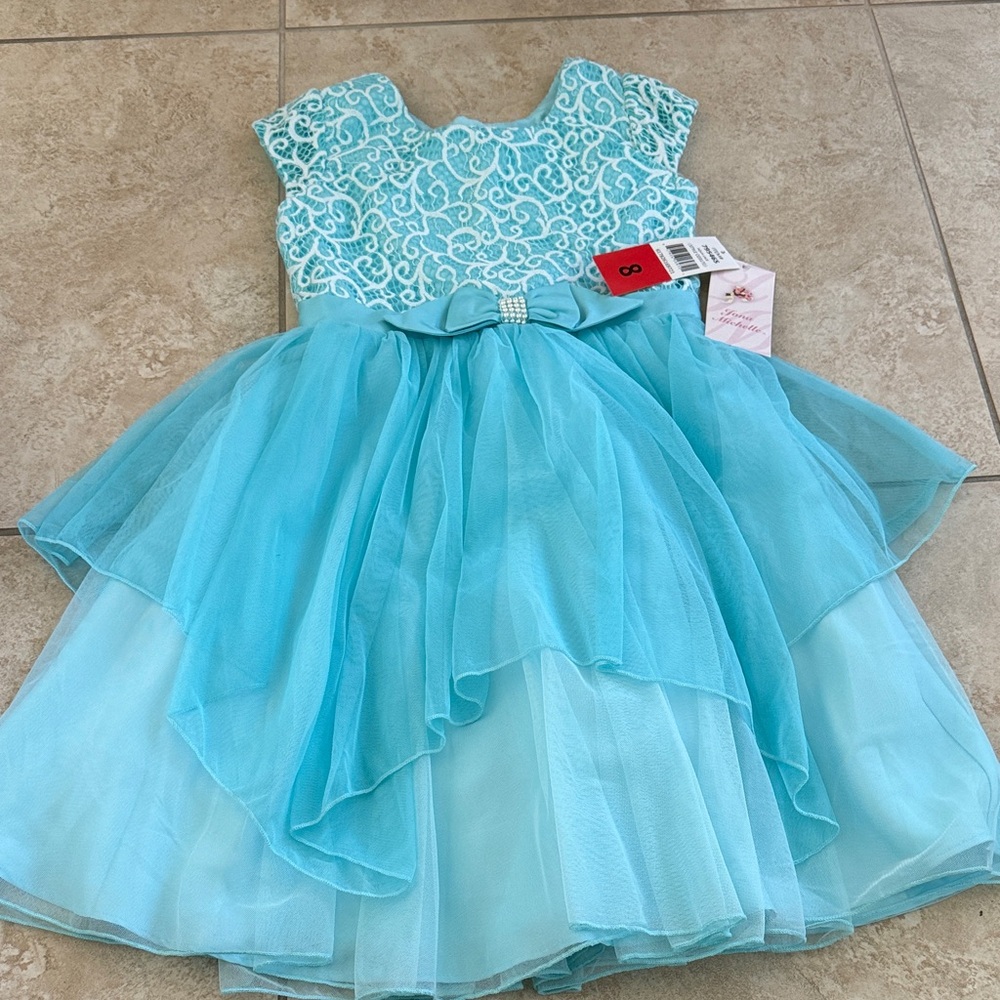 Jona Michelle Aqua Lace Formal Dress